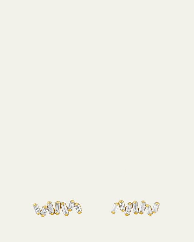 18k Yellow Gold Baguette Diamond Earrings